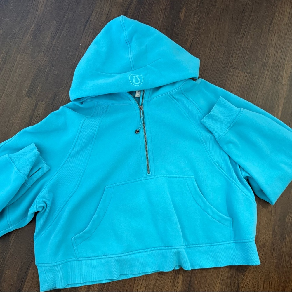 Lululemon Scuba Oversized Half Zip Hoodie Electric Turquoise Size XL/XXL